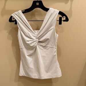 Aritzia Cream Twist Front Sleeveless Top